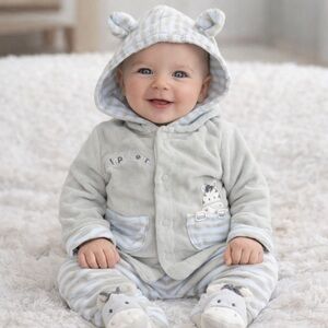 Vitamins Baby Blue and White Striped Matching Set